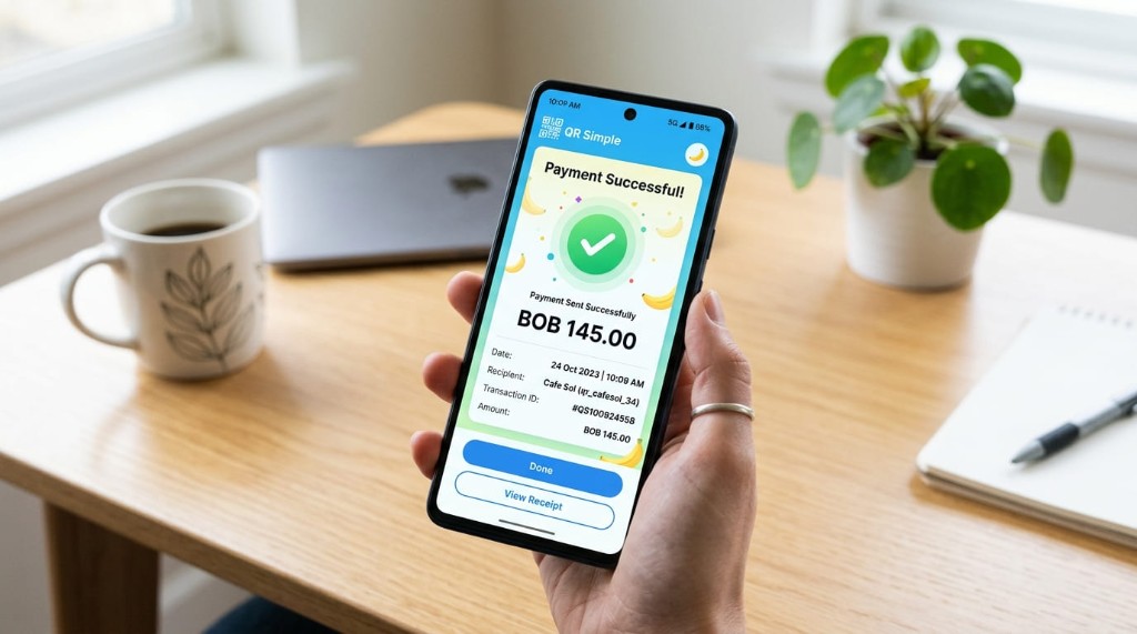 Confirmación de recarga con QR Simple en una cuenta Metabet BOB